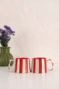 Ceramic Red Stripe  Coffee cup- 220ml (SET OF 4)