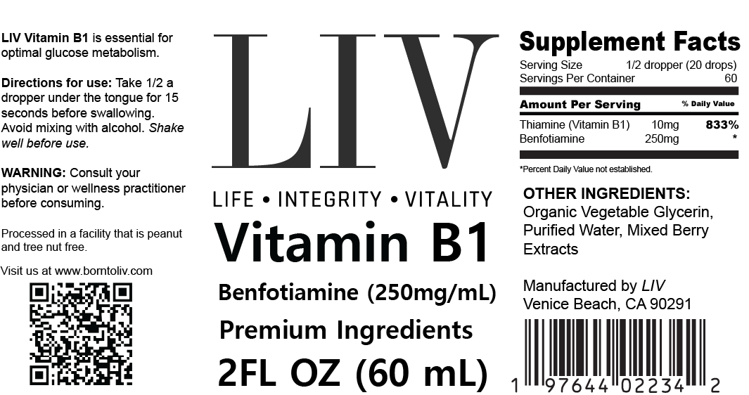 Vitamin B1 Thiamine Liquid Metabolic Booster (Benfotiamine)