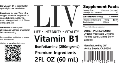 Vitamin B1 Thiamine Liquid Metabolic Booster (Benfotiamine)