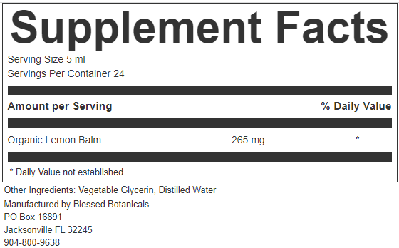 Organic Lemon Balm Glycerite
