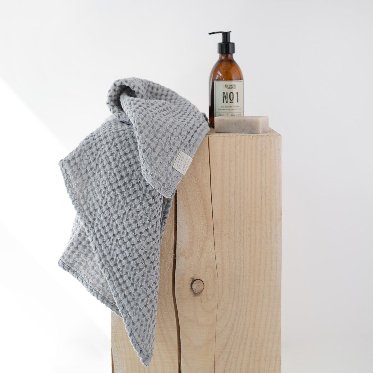 Linen Tales Light Grey Linen & Cotton Honeycomb Waffle Towel Set