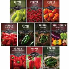 10 Variety Pepper Seed Collection – Non-GMO Heirloom Hot & Sweet Peppers for Garden, Container, or Greenhouse Growing