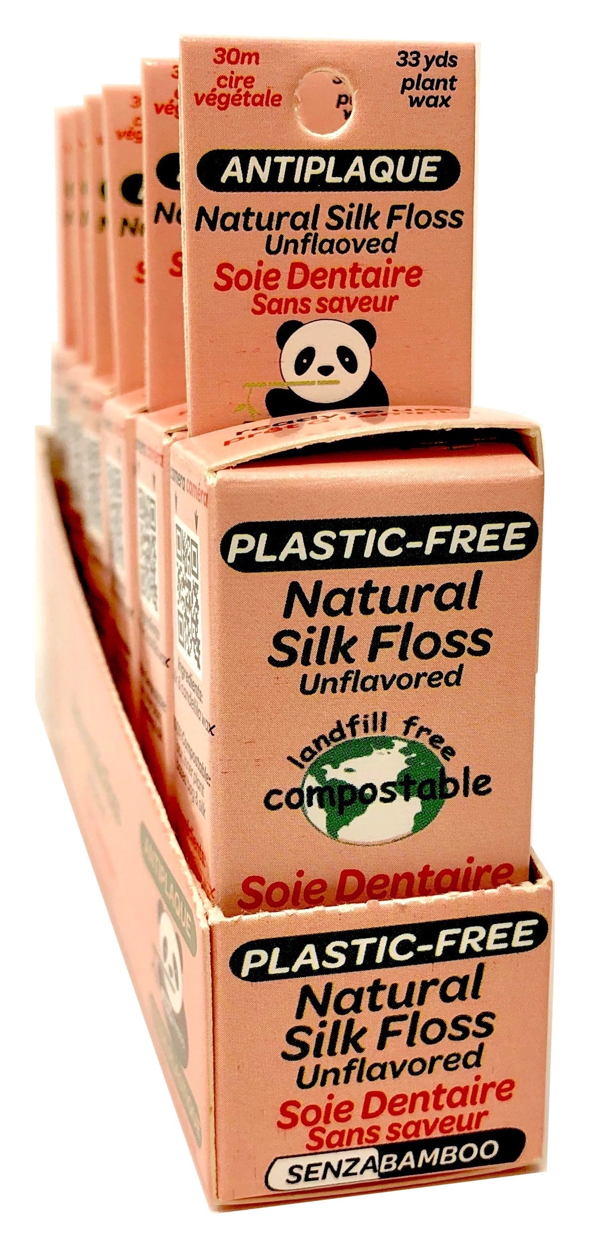 3 packs of 100%-Plastic Free Silk Dental Floss (3 flavor options)