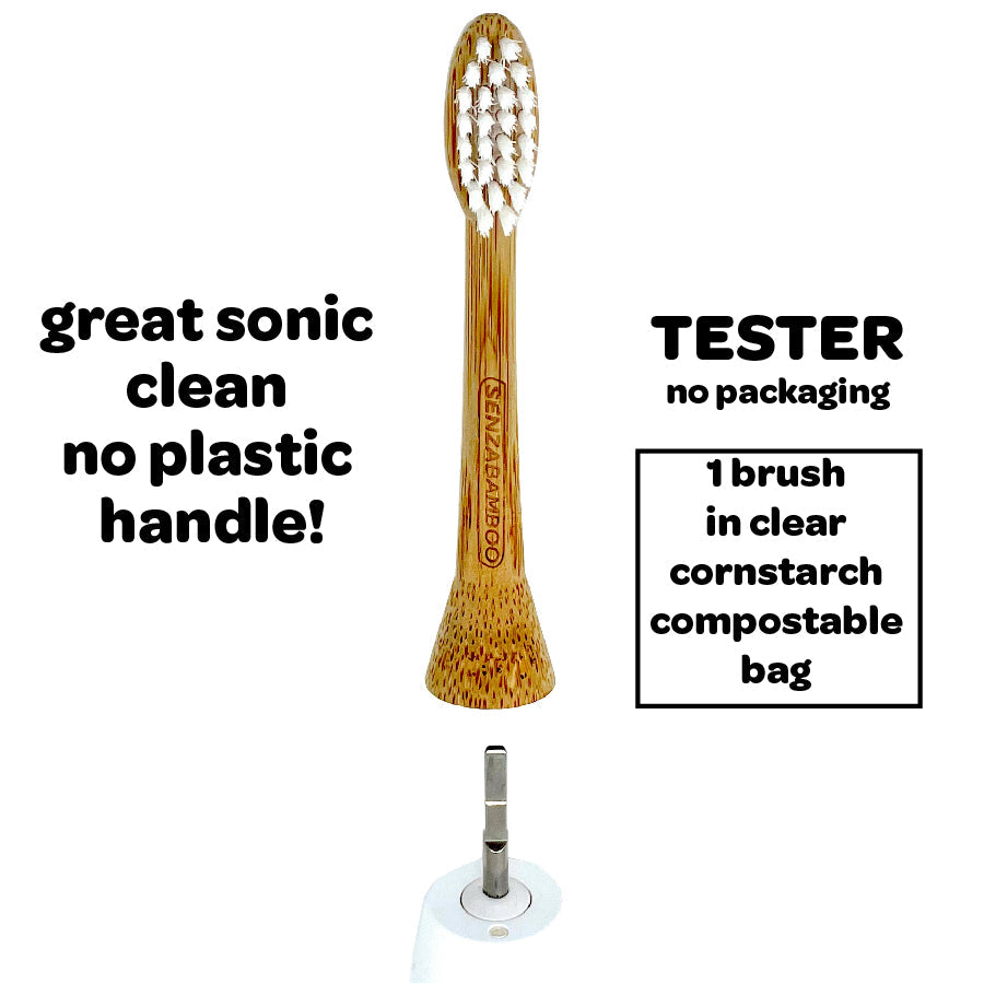 Bundle! 1x Mint Plastic Free Silk Dental Floss + 1 x Replacement Bamboo Brush Head + Philips Sonicare Click-on handle compatible)