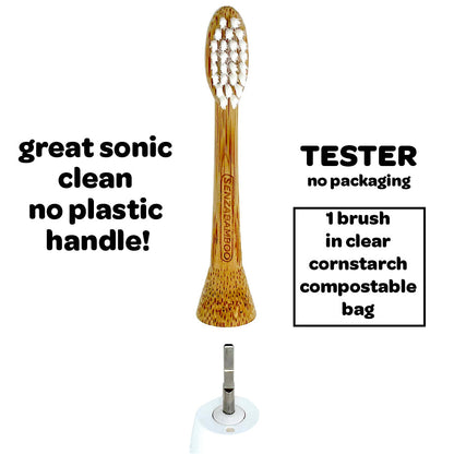 Bundle! 1x Mint Plastic Free Silk Dental Floss + 1 x Replacement Bamboo Brush Head + Philips Sonicare Click-on handle compatible)