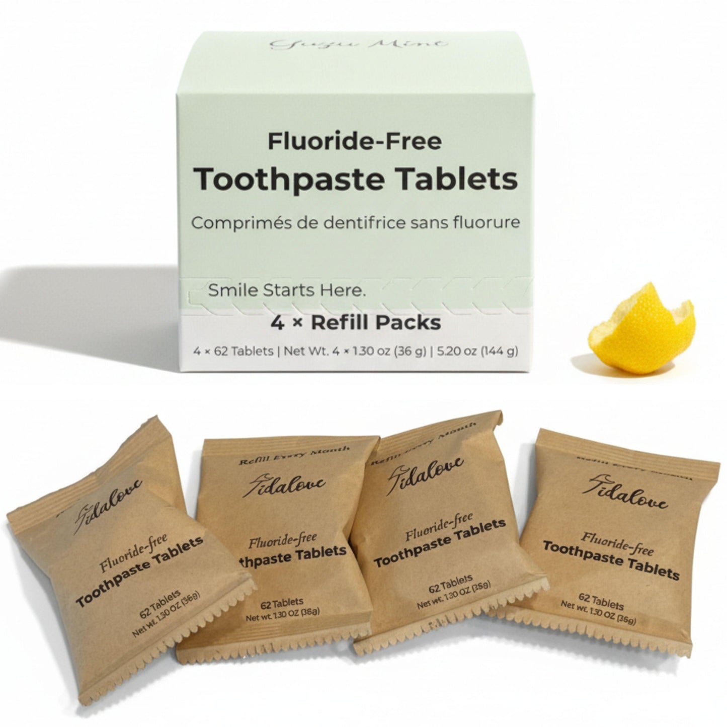 Fluoride-Free Yuzu Mint Toothpaste Tablets — 4 Months