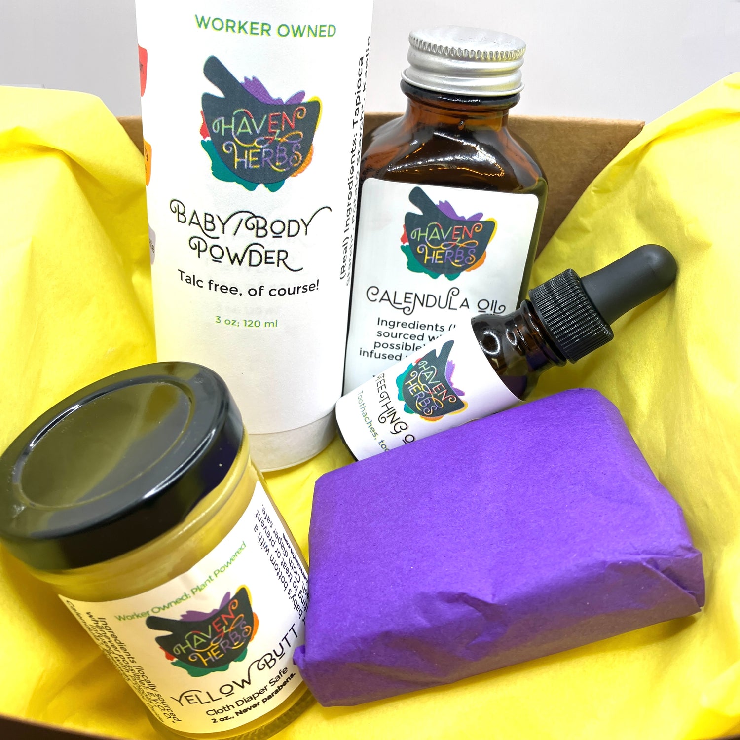 Welcome to the World Kit by Haven Herbs. An all natural newborn gift.