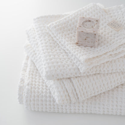 Linen Tales White Linen & Cotton Honeycomb Waffle Towel
