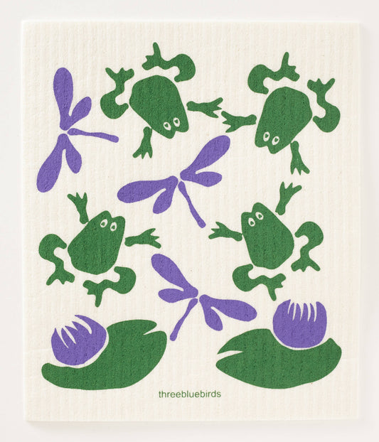 Frogs and Flies Swedish Dishcloth
