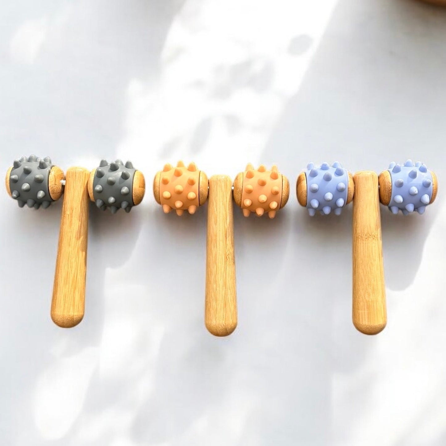 Bamboo Body Massage Tool with Silicone Rolling Head