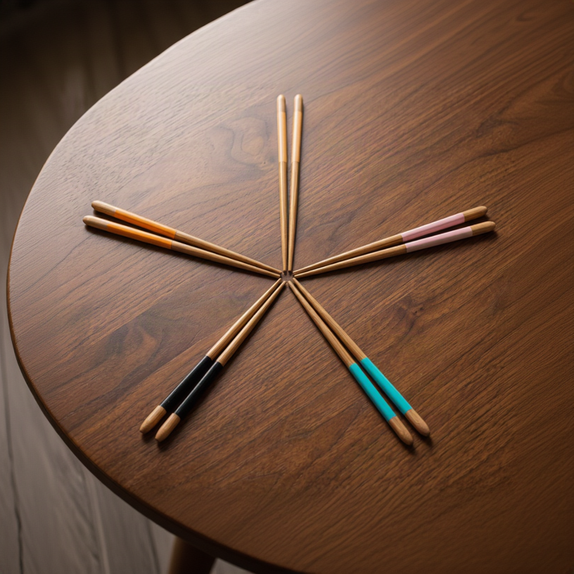 Bamboo Chopsticks | 5 Sets | Multicolor