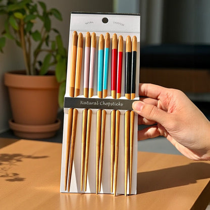 Bamboo Chopsticks | 5 Sets | Multicolor