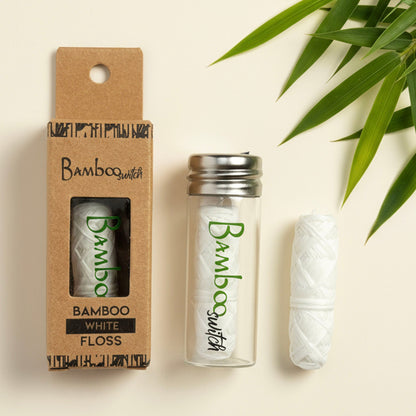 Bamboo White Floss in Glass Container