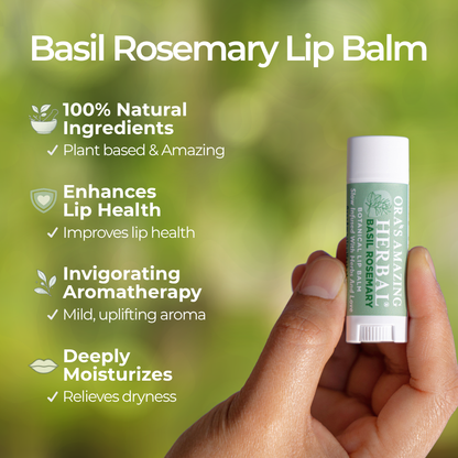 Natural Lip Balm, Herbal Infused, Basil Rosemary