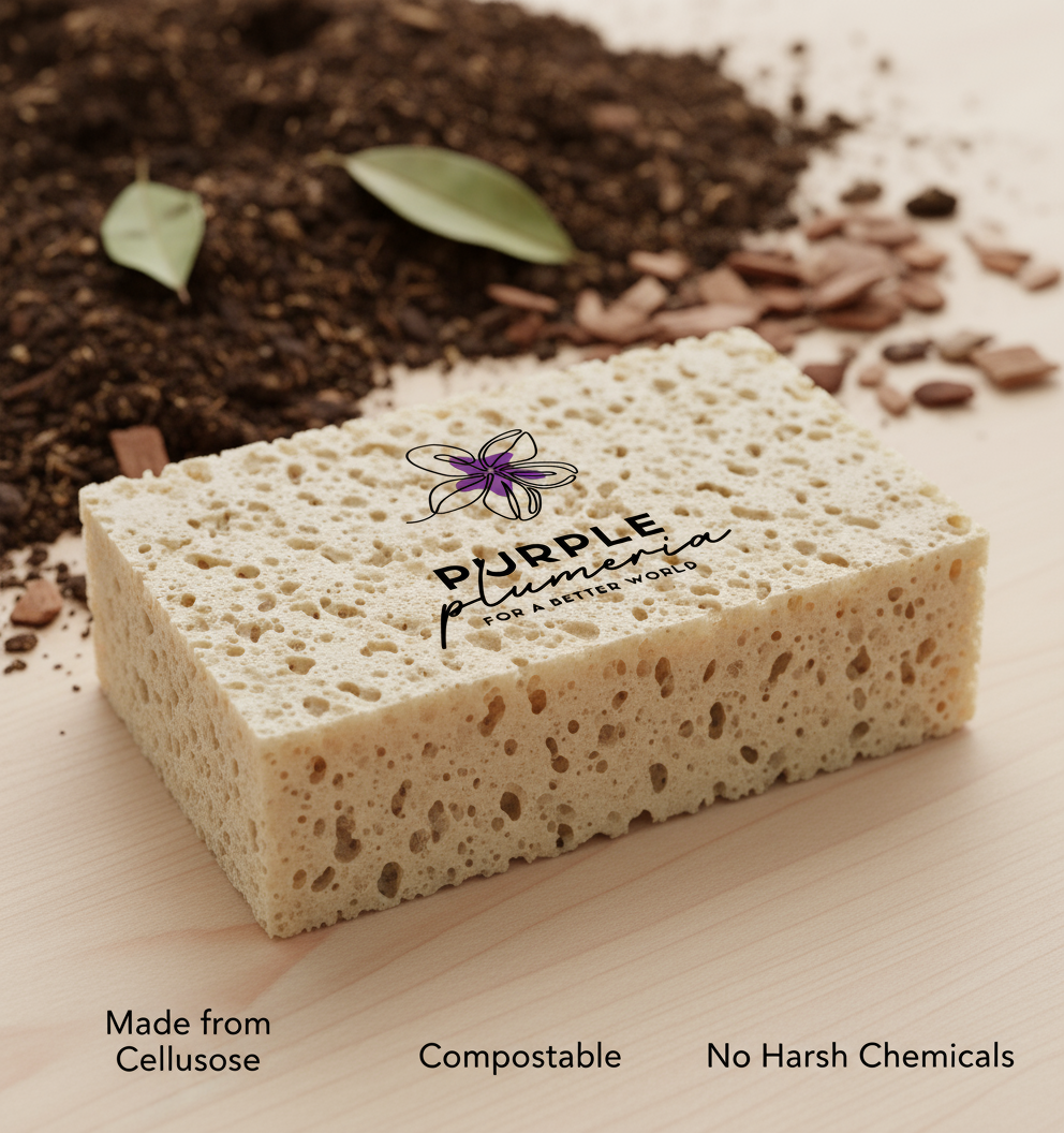 Compostable Dish Sponges: Plastic-Free & Eco-Friendly. Cellulose & Coconut fiber