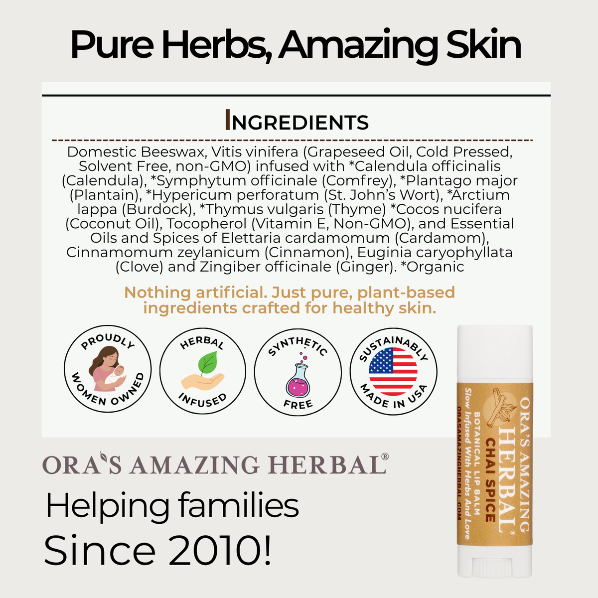 Natural Lip Balm, Chai Spice
