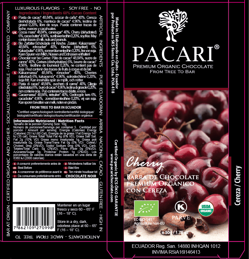 Cherry Organic Chocolate Bar