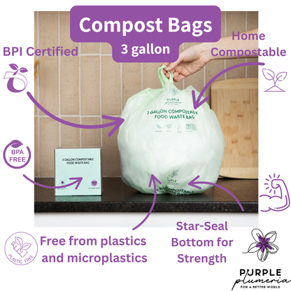 Compostable Kitchen Garbage Bags – 13 Gallon & 3 Gallon