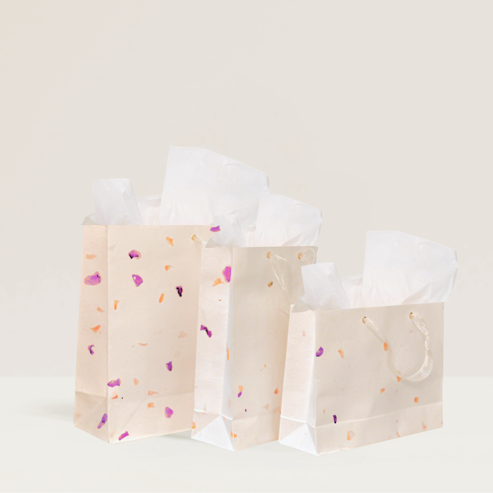 Flower Purple Petal Gift Bag (Handmade Seed Paper + Ribbon)