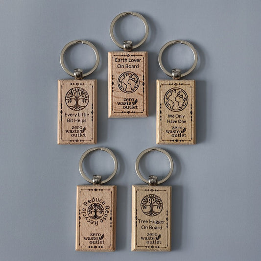 "Don't Forget Reusable Bags" Wooden Keychain
