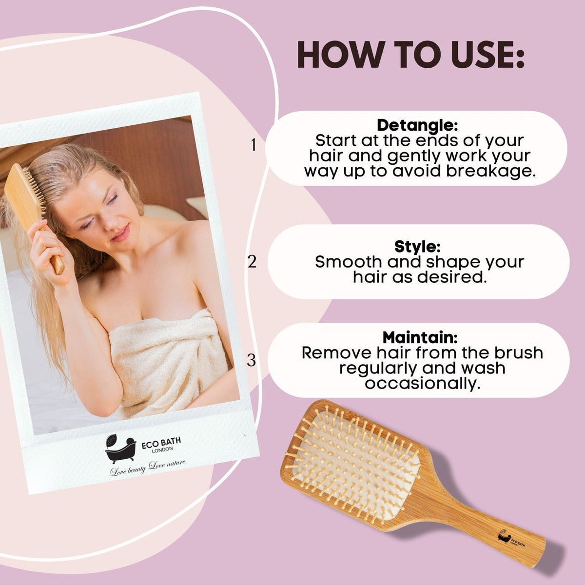 Bamboo Hairbrush with Wooden Pins
