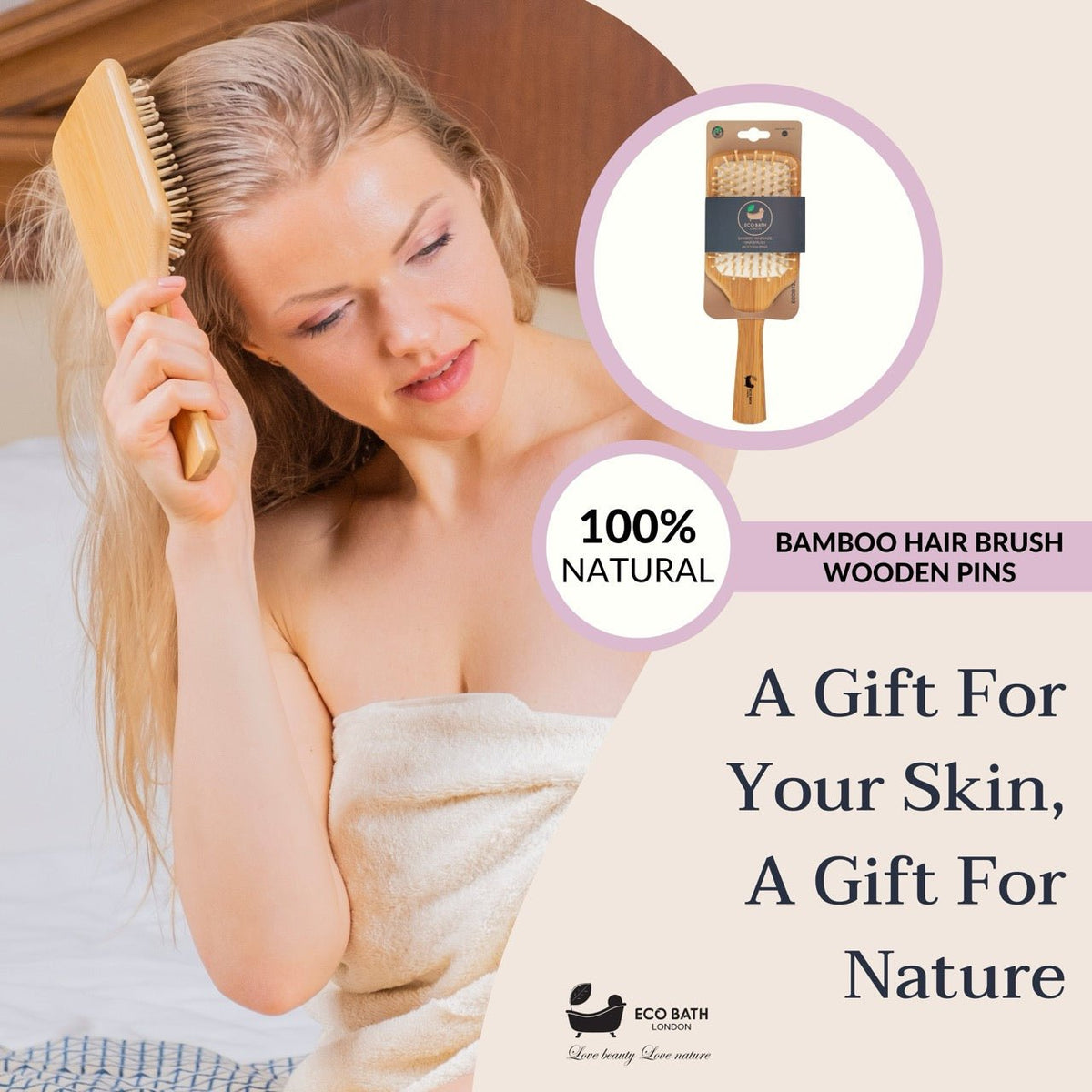 Bamboo Hairbrush with Wooden Pins