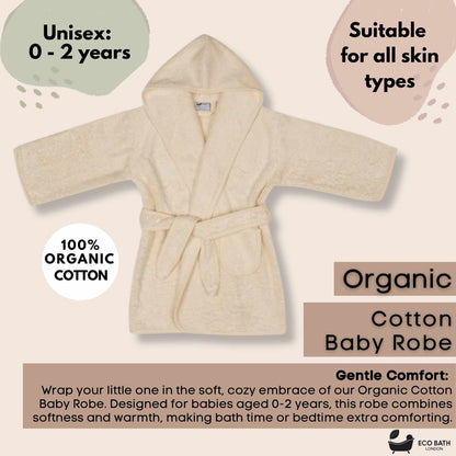 GOTS Certified Organic Cotton Kids Robe - Hooded Bathrobe
