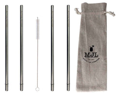 Extra Long Safer Rounded End Stainless Steel Straws for Half Gallon Mason Jars 4 Pack