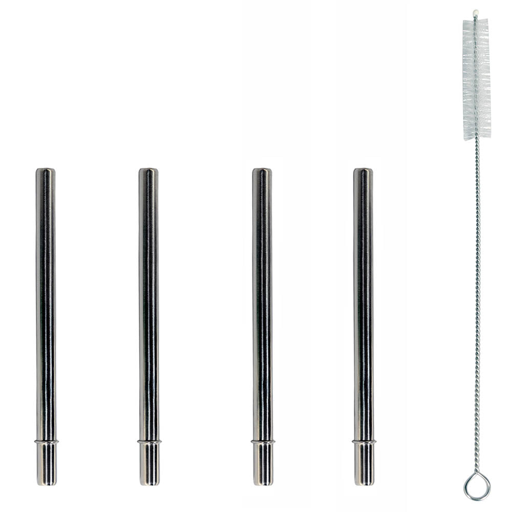 Extra Short 5" Safer Stainless Steel Straws  (4 Pack + Cleaning Brush)