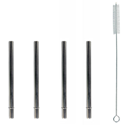 Extra Short 5" Safer Stainless Steel Straws  (4 Pack + Cleaning Brush)