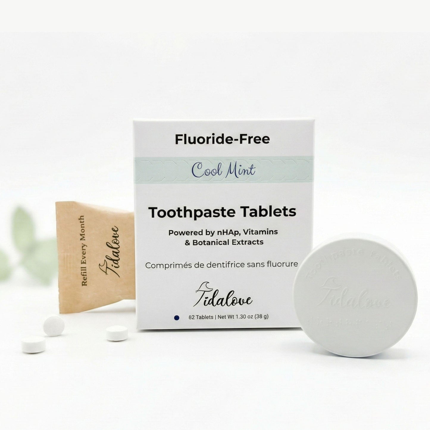Fluoride-Free Cool Mint Toothpaste Tablets — 1 Month