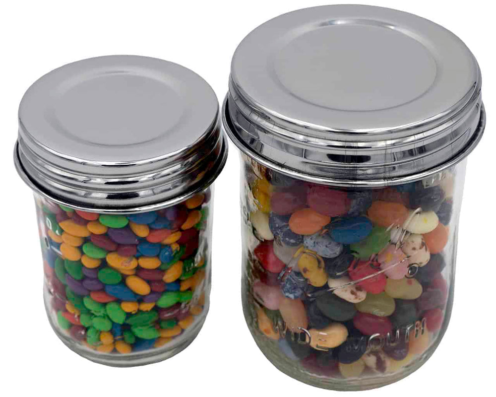 Polished Vintage Reproduction Stainless Steel Storage Lids for Mason Jars 5 Pack