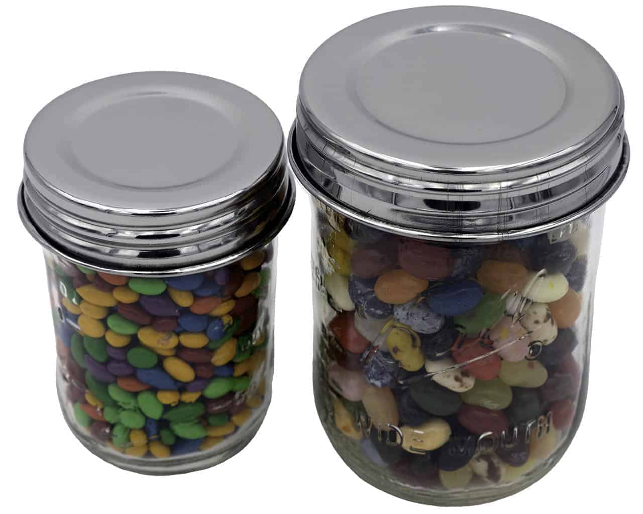 Polished Vintage Reproduction Stainless Steel Storage Lids for Mason Jars 5 Pack