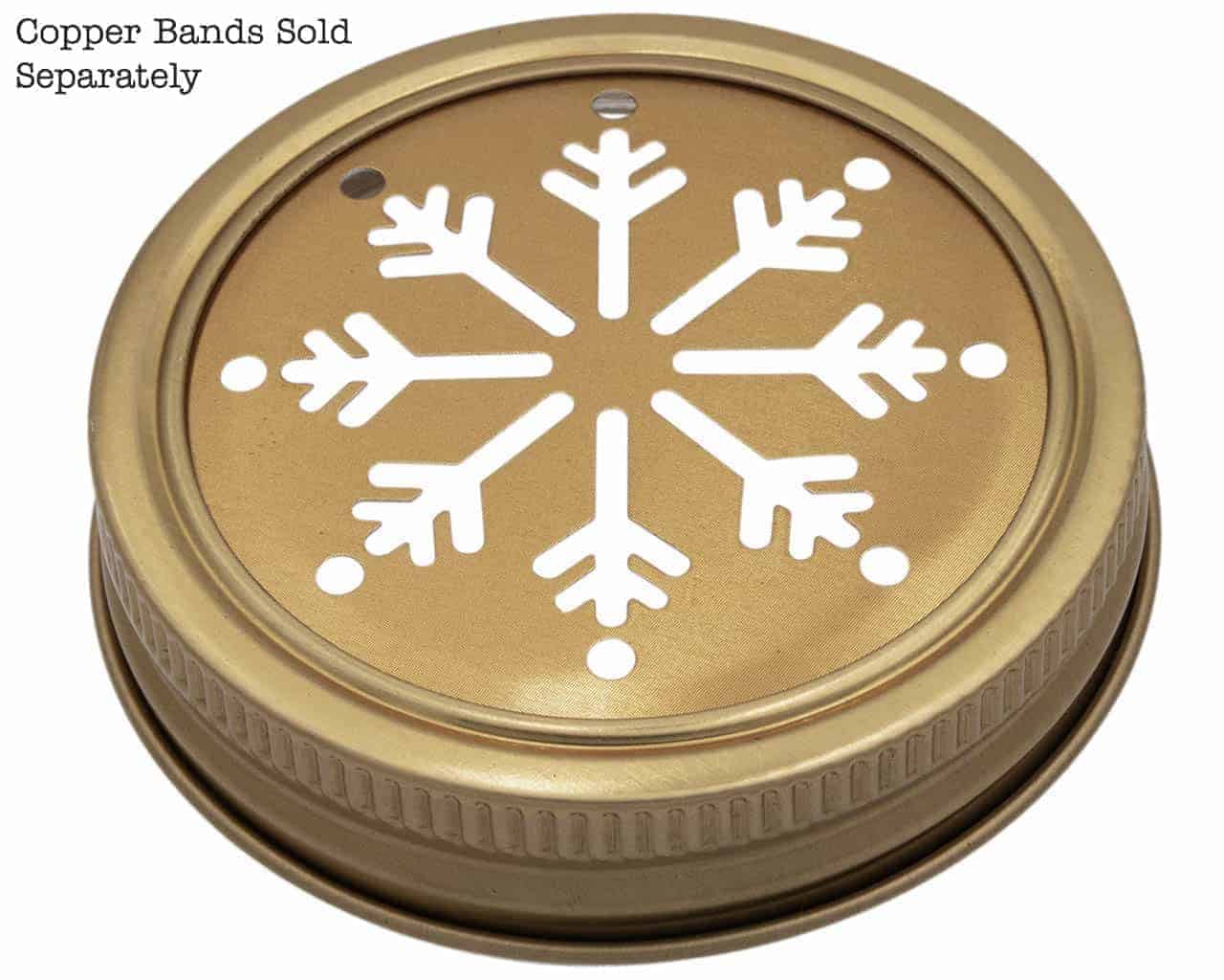 Snowflake Pattern Gold Lid Inserts for Regular Mouth Mason Jars 10 Pack