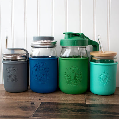 Lunar Laser Engraved Silicone Mason Jar Sleeves