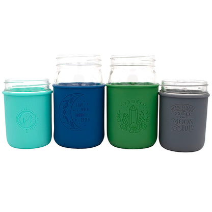 Lunar Laser Engraved Silicone Mason Jar Sleeves