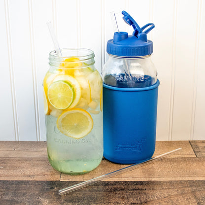 Extra Long Glass Straws for Half Gallon Mason Jars 4 Pack + Cleaner