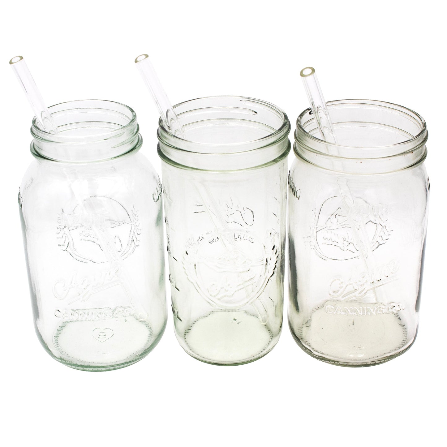 Long Glass Straws for Quart Mason Jars 4 Pack + Cleaner
