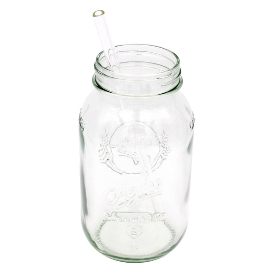 Long Glass Straws for Quart Mason Jars 4 Pack + Cleaner