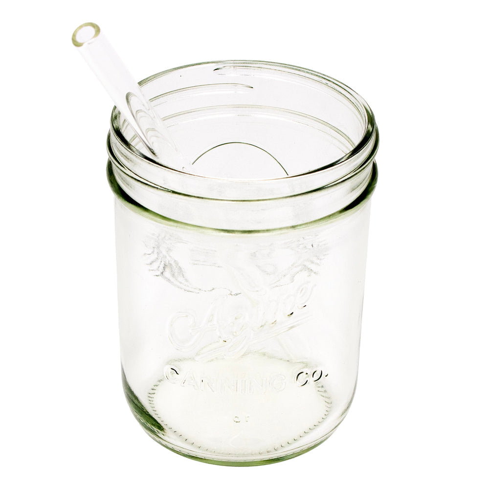 Medium Glass Straws for Pint Mason Jars 4 Pack + Cleaner