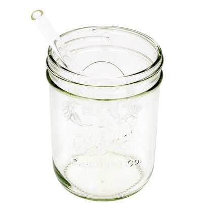 Medium Glass Straws for Pint Mason Jars 4 Pack + Cleaner