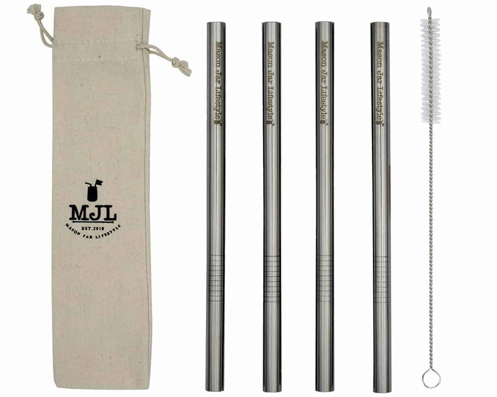 Long Stainless Steel Boba Straws for Quart Mason Jars