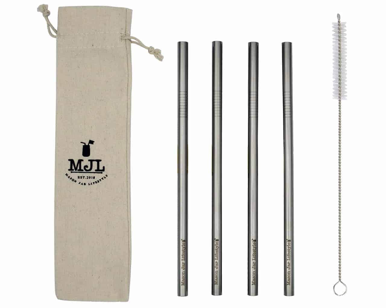 Long Stainless Steel Smoothie Straws for Quart Mason Jars