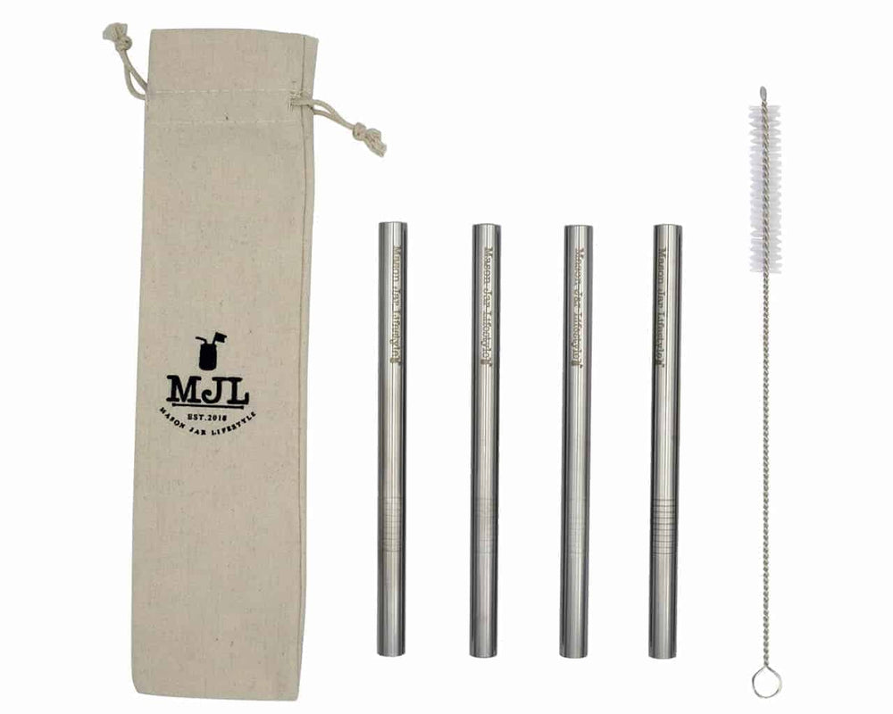 Medium Stainless Steel Boba Straws for Pint Mason Jars