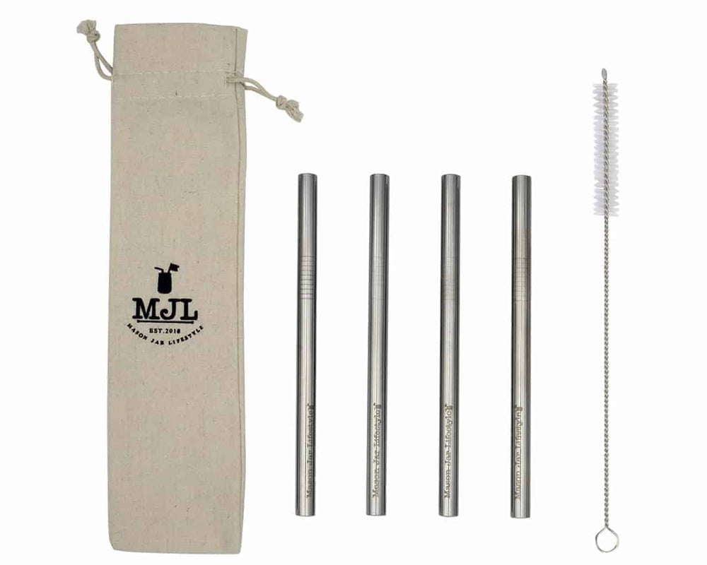 Medium Stainless Steel Smoothie Straws for Pint Mason Jars