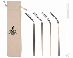 Medium Thin Bent Stainless Steel Straw for Pint Mason Jars
