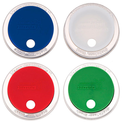 Silicone Straw Hole Tumbler with Stainless Steel Band for Mason Jars