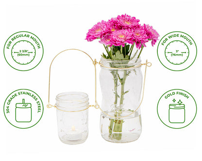 Gold Wire Handles for Mason Jars 6 Pack