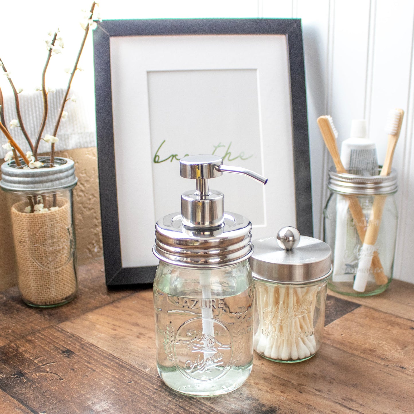 Mirror / Chrome Soap Pump Dispensers for Mason Jars