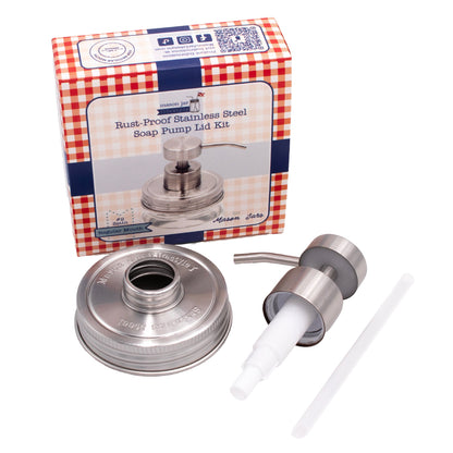 Satin / Brushed Finish Soap Pump Dispensers for Mason Jars